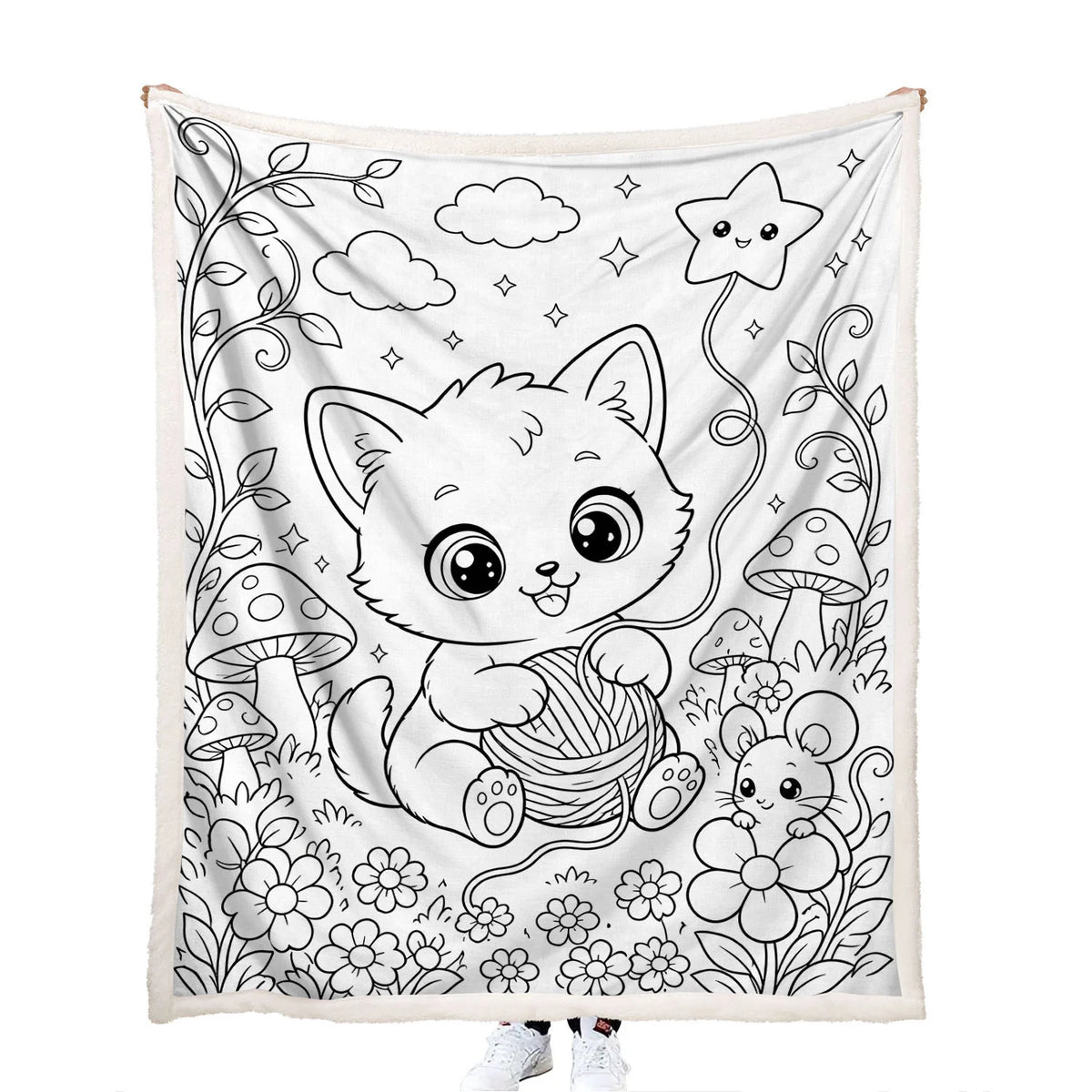 DIY coloring kitten blanket Christmas gift for kids