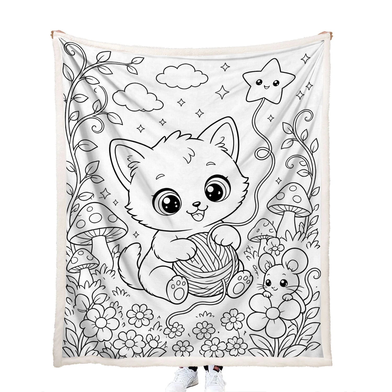 DIY coloring kitten blanket Christmas gift for kids