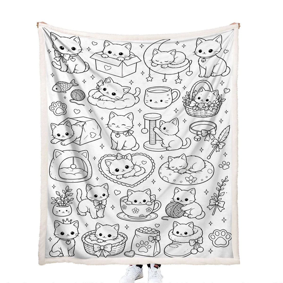 colorable cartoon playful kittens throw blanket