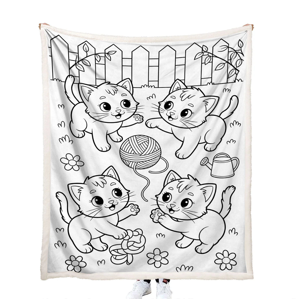 adult DIY coloring kittens blanket creative art throw for kids gift