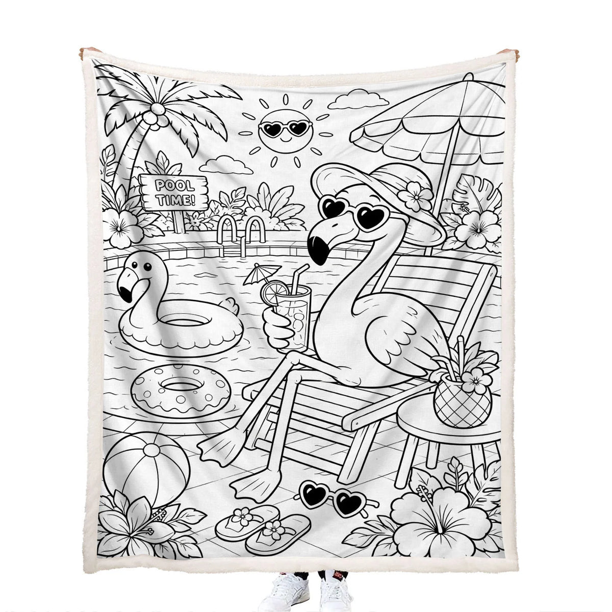 coloring flamingo throw blanket for kids teens and adults