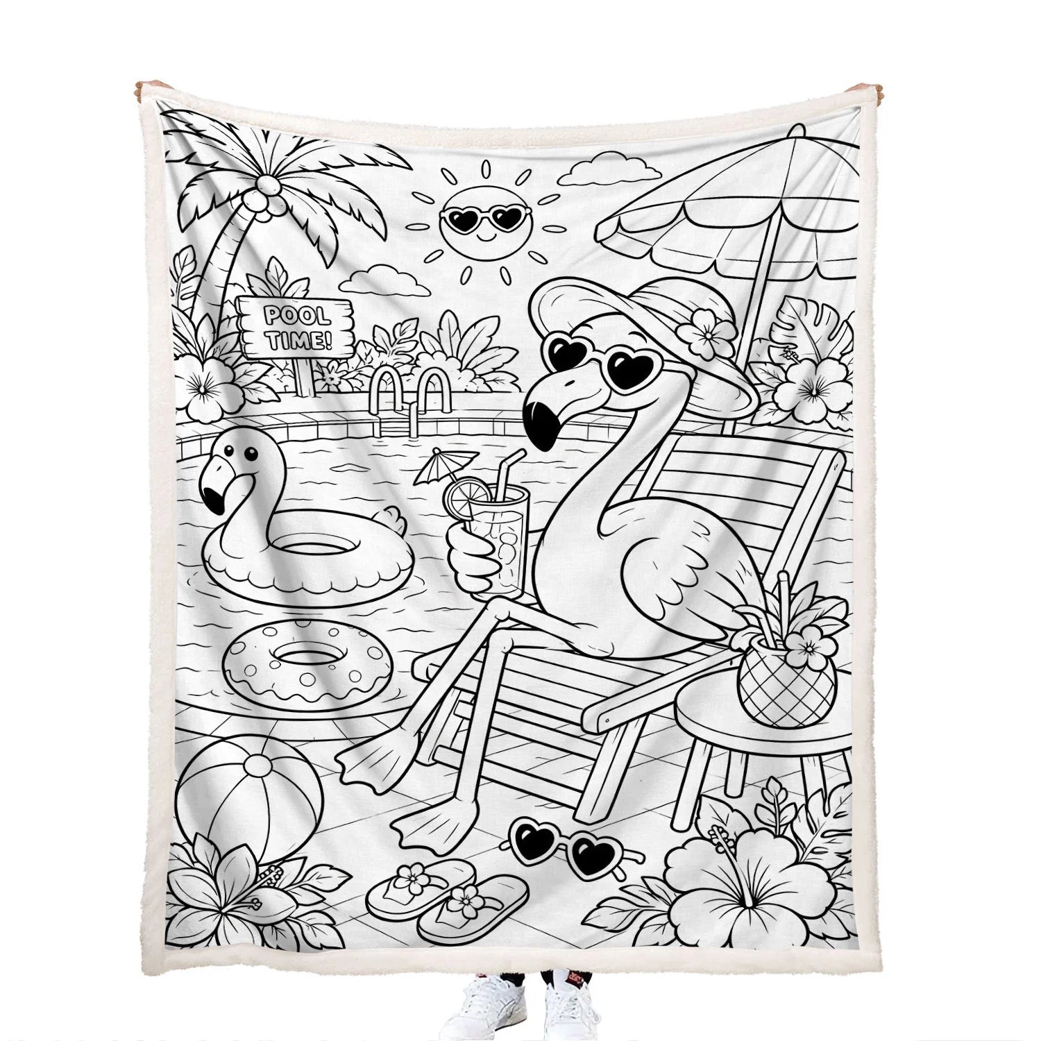 coloring flamingo throw blanket for kids teens and adults