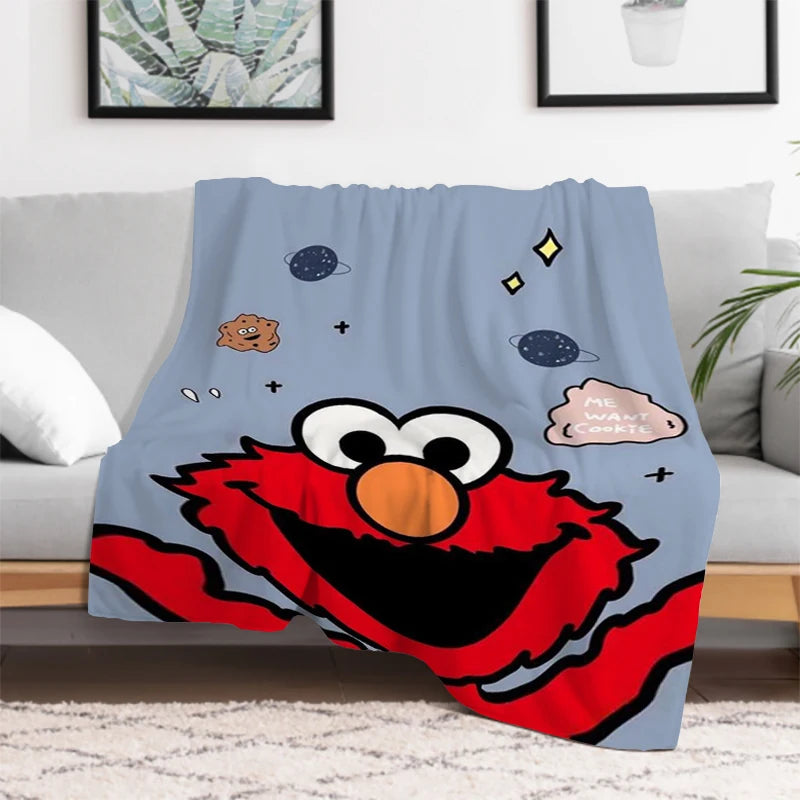 Cookie Monster character detail on Sesame Street kids blanket