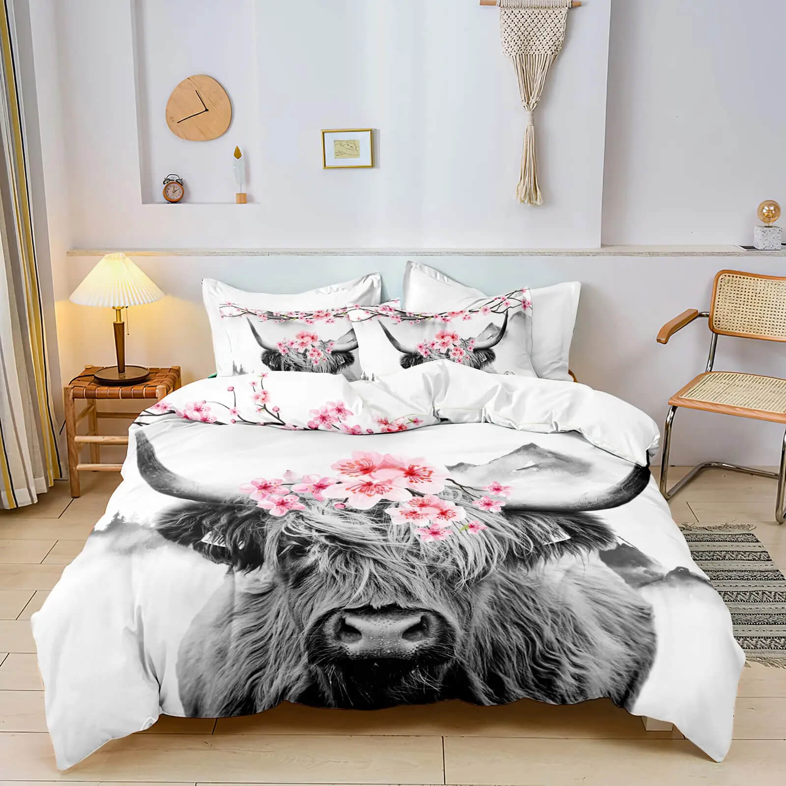 Soft plush cow print duvet cover set