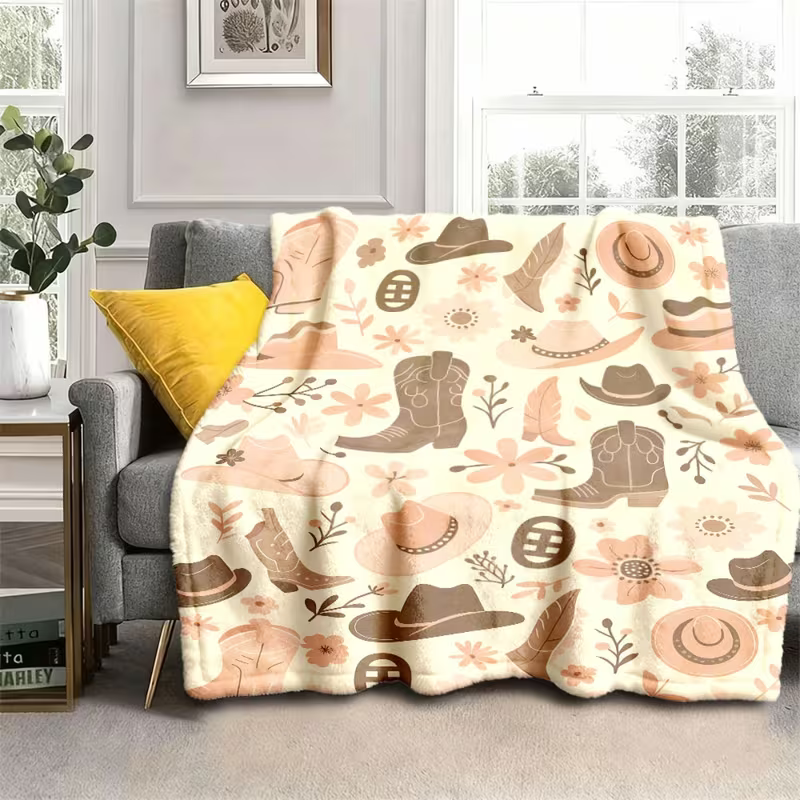 cowboy cowgirl blanket soft cozy flannel