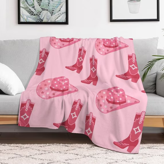 soft cowgirl western blanket for travel and camping