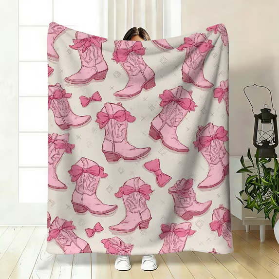 western blanket with rustic cowgirl design
