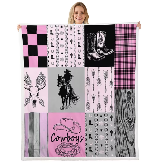 vintage cowgirl blanket for couch and sofa