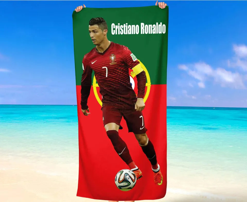 Cristiano Ronaldo towel folded neatly with gift packaging, ideal present for CR7 fans.