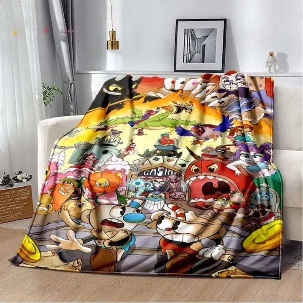 cozy cartoon gaming throw blanket