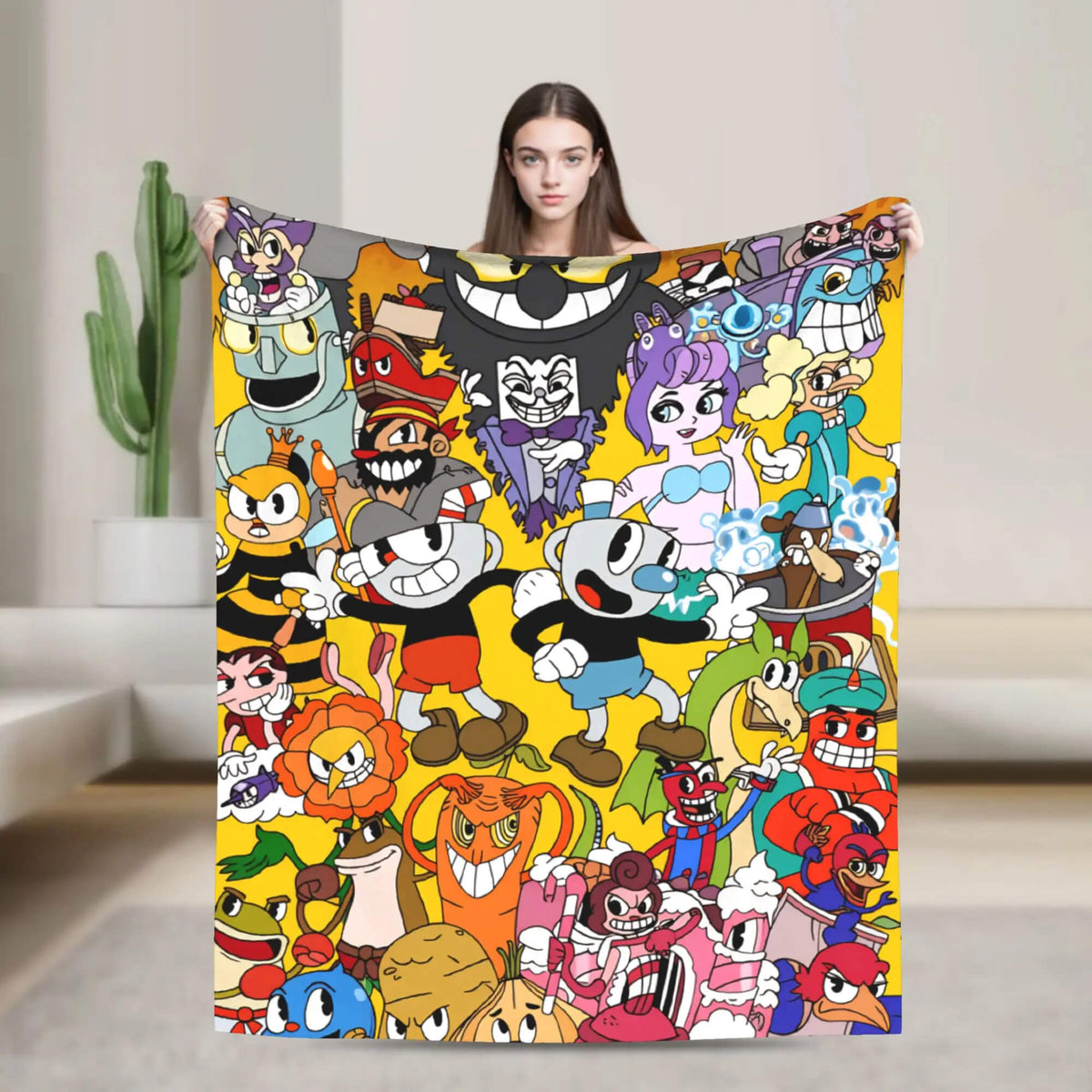 Cuphead gamer throw blanket for travel
