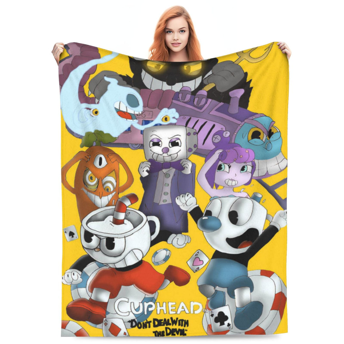 Cuphead gamer gift cozy blanket