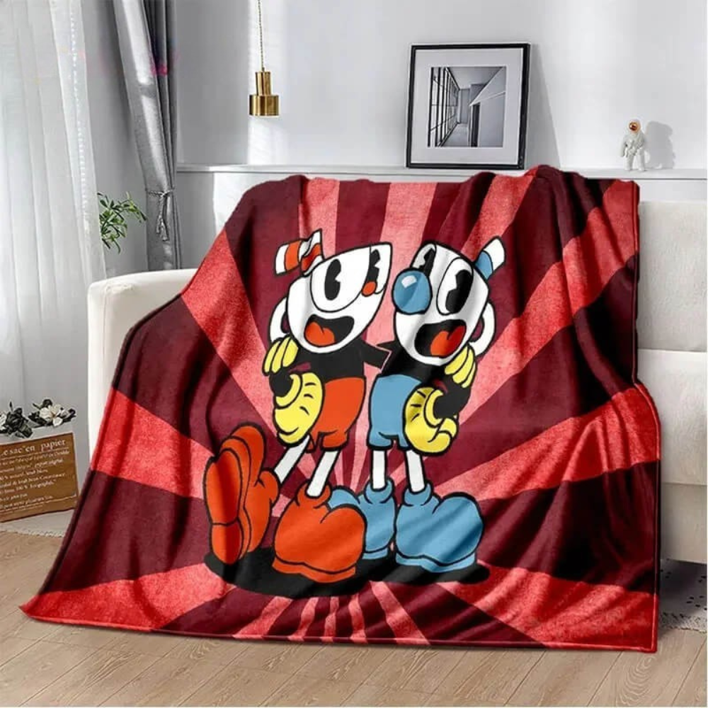 Cuphead gamer blanket for bedroom decor