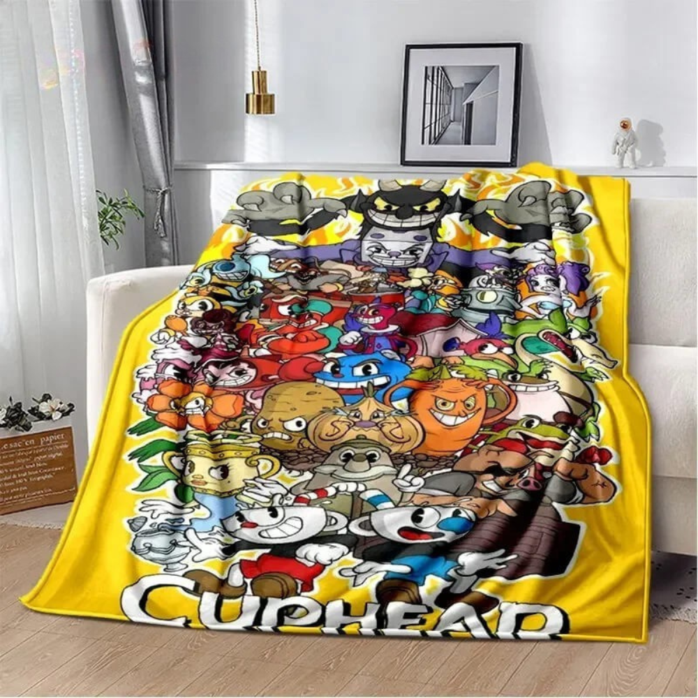 cozy Cuphead throw blanket for couch