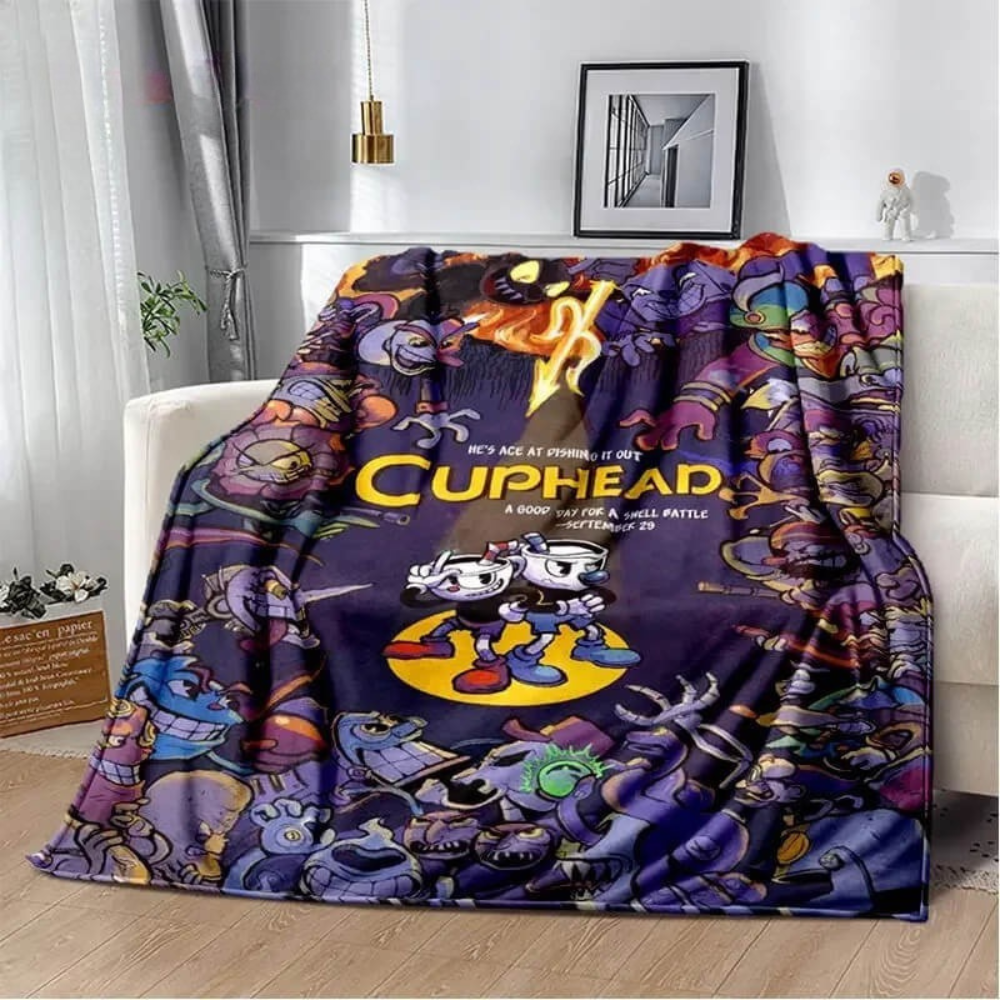 3D Cuphead blanket HD cartoon design