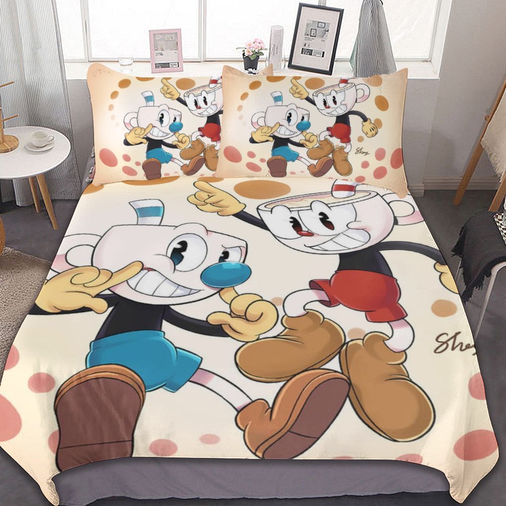 cuphead cartoon gaming HD print quilt cover