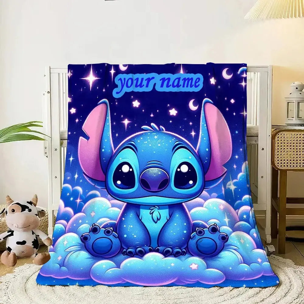 Custom cartoon throw blanket with anime or name design, personalized fleece gift