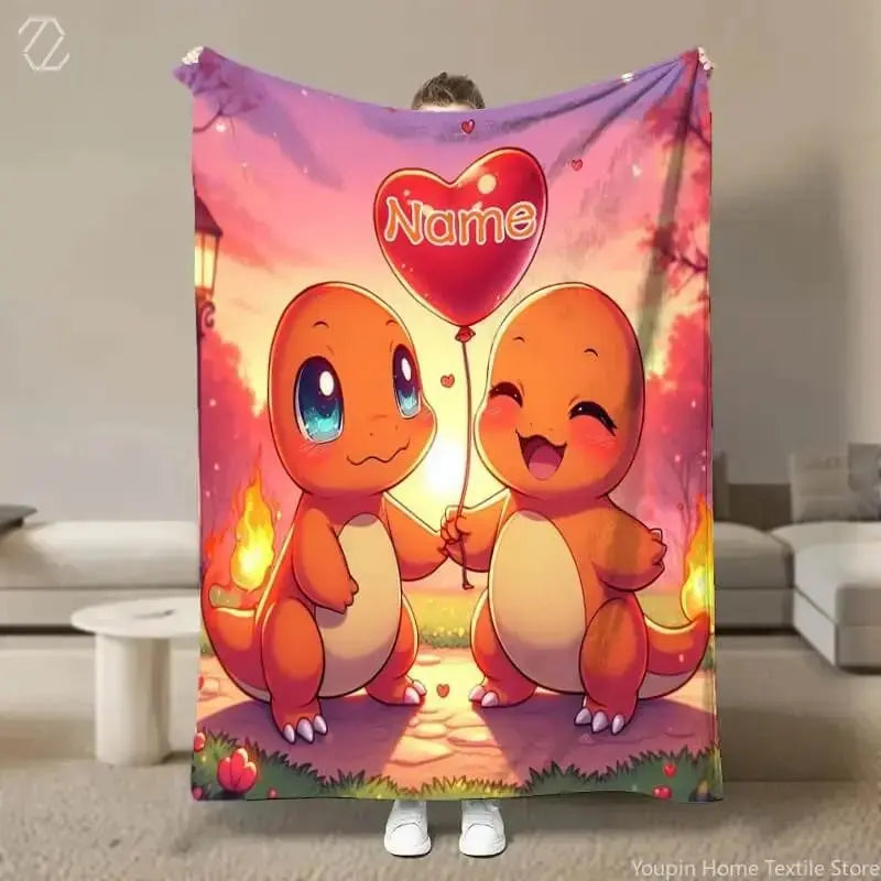 Personalised anime fleece blanket for kids or fans
