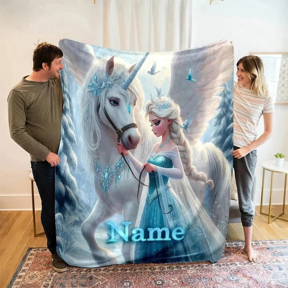 Frozen themed blanket with customized Elsa design and name
