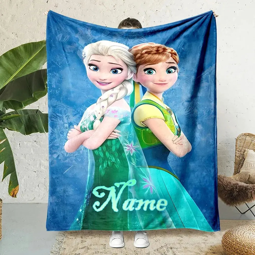 Cute Frozen cartoon kids blanket with printed name