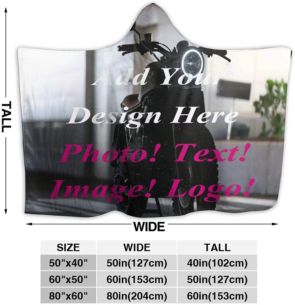 Personalized custom hooded blanket cozy wearable fleece throw for kids and adults gift-ready