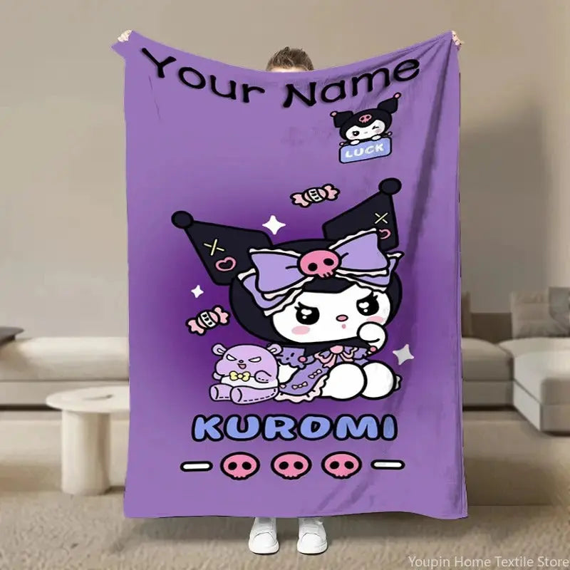 Personalized Kuromi Blanket with Name on Kids Bed – Sanrio Decor