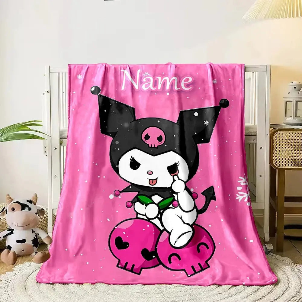 Kuromi Bedroom Display Featuring Custom Name Personalized Blanket