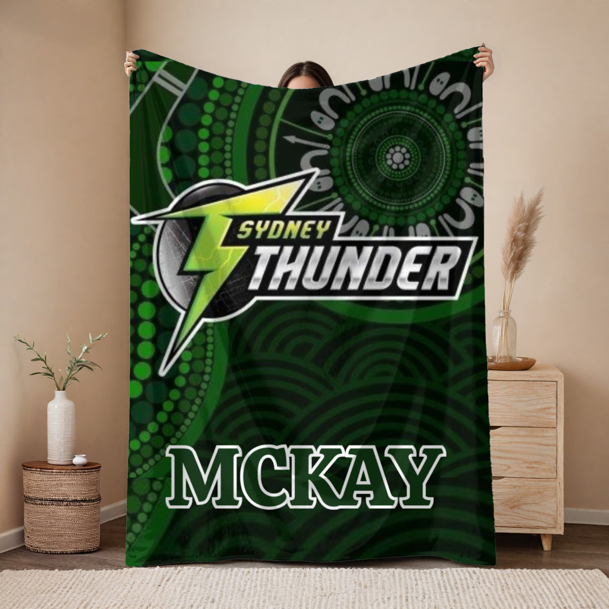 Custom BBL cricket blanket featuring all Big Bash League team colours