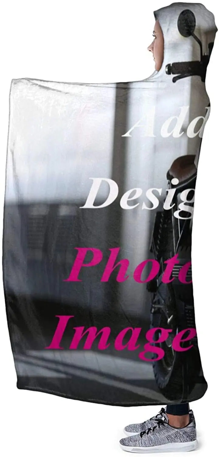 Personalized custom hooded blanket cozy wearable fleece throw for kids and adults gift-ready