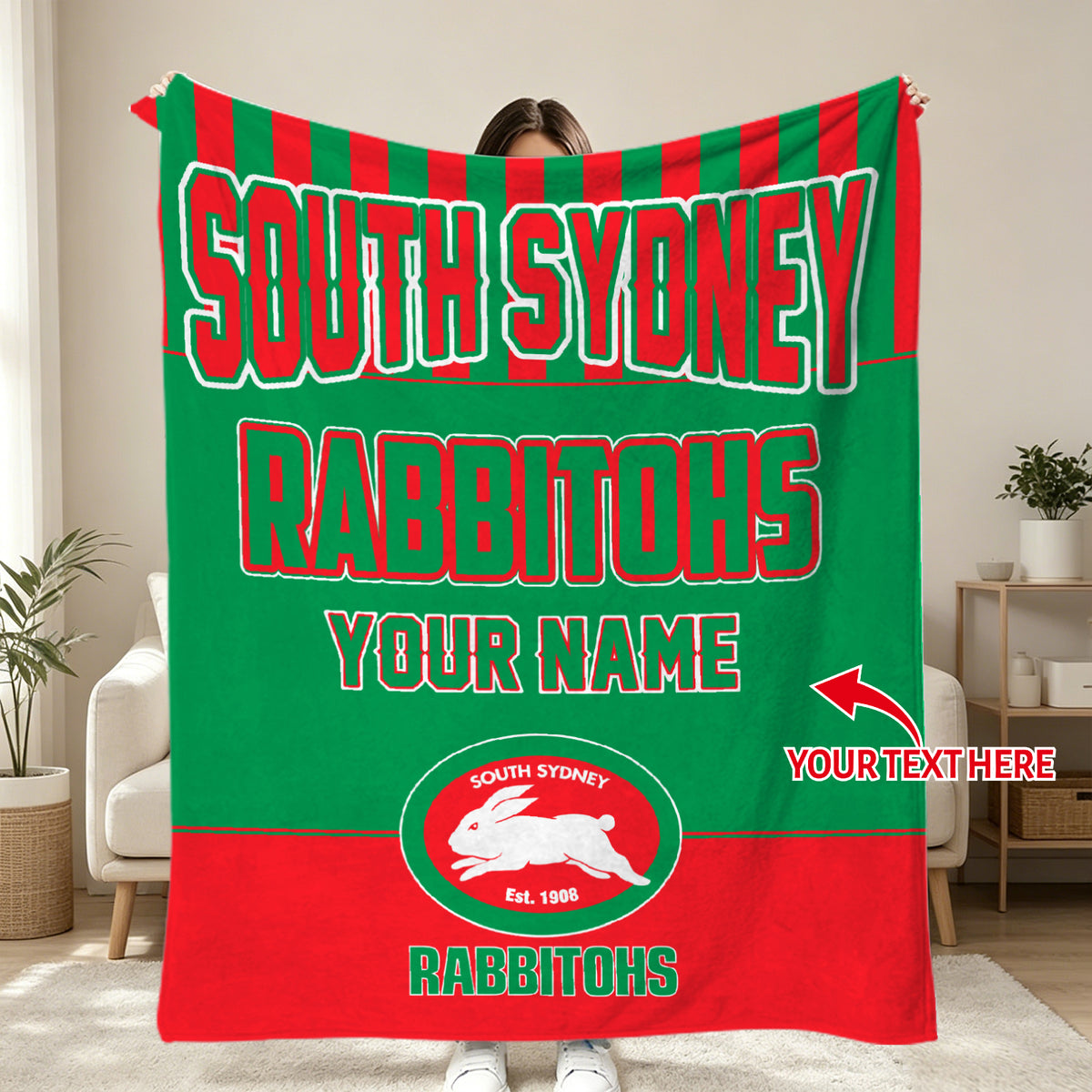 custom rugby blanket for gaming room decor
