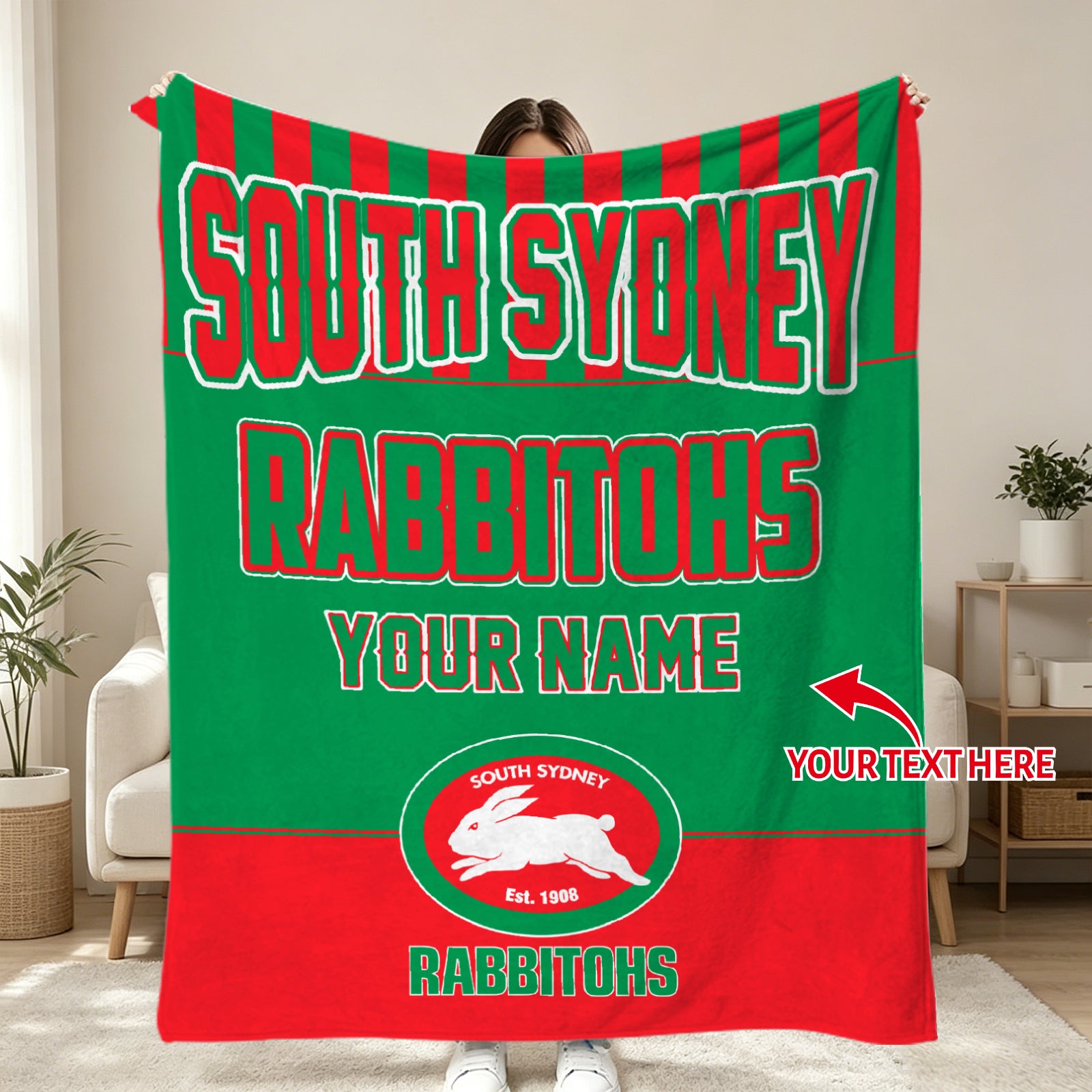 custom rugby blanket for gaming room decor