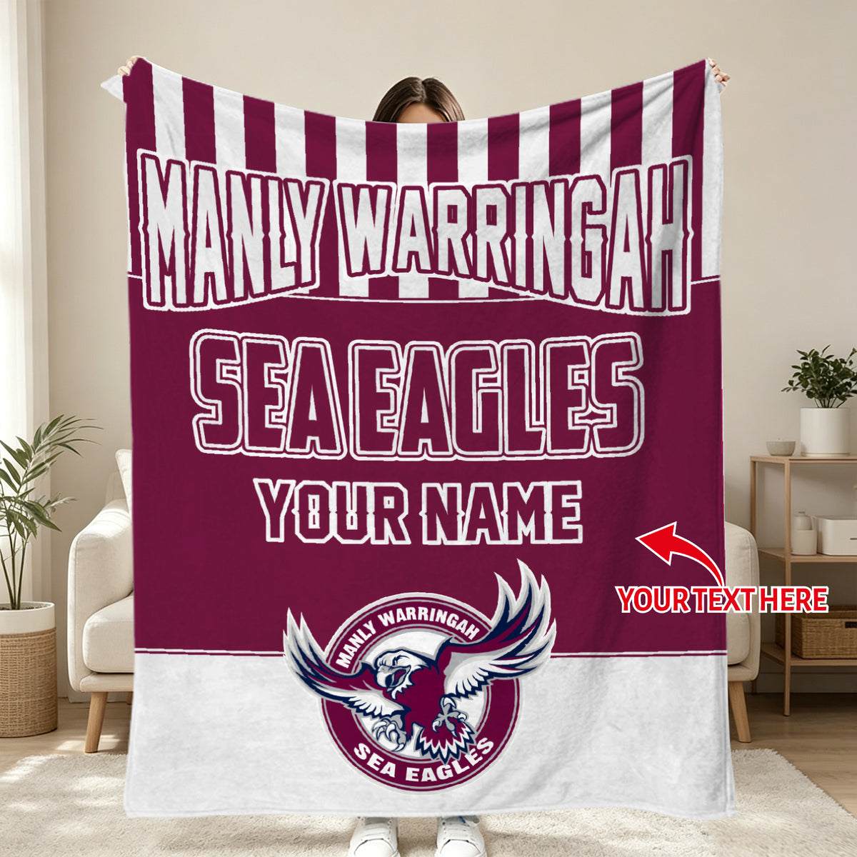 rugby themed blanket for bedroom and sofa