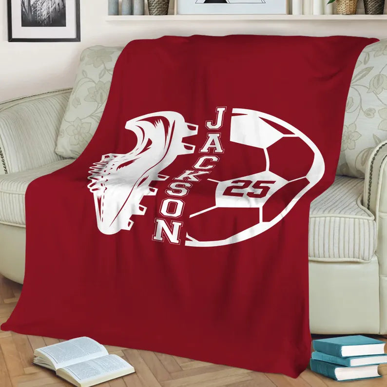 Custom Soccer Blanket: Personalized Minky Gift for Kids
