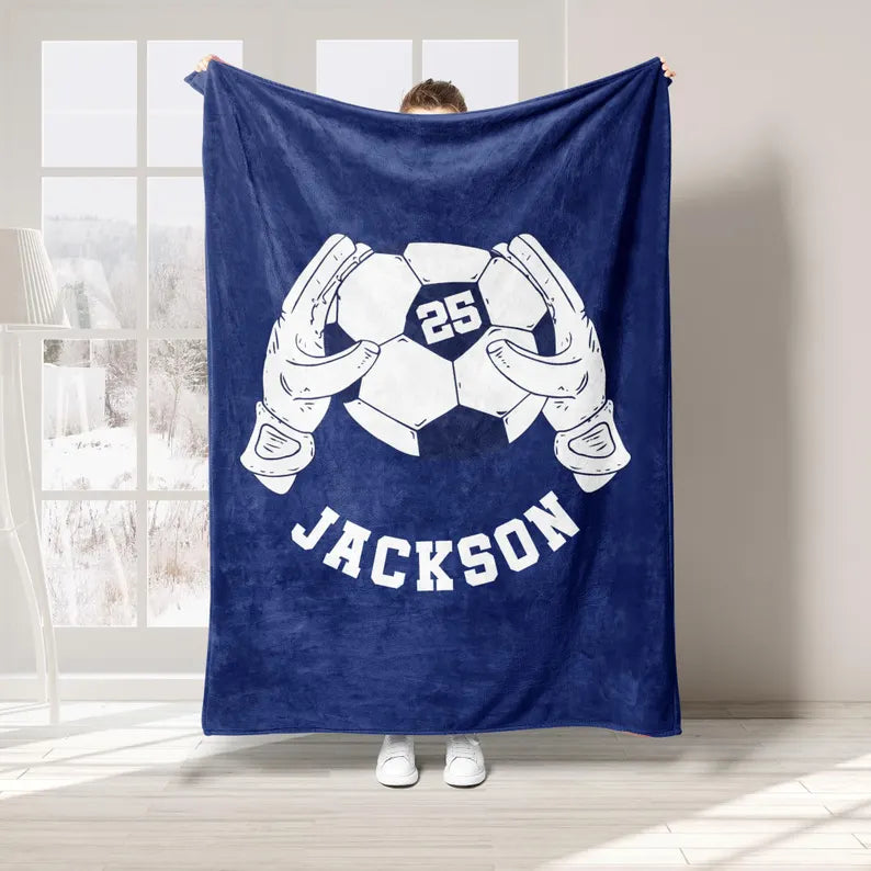Custom Soccer Blanket for Son Soccer Personalized Senior Soccer Team Gift Soccer Gift for Girls Room Decor Soccer Birthday Christmas Throw