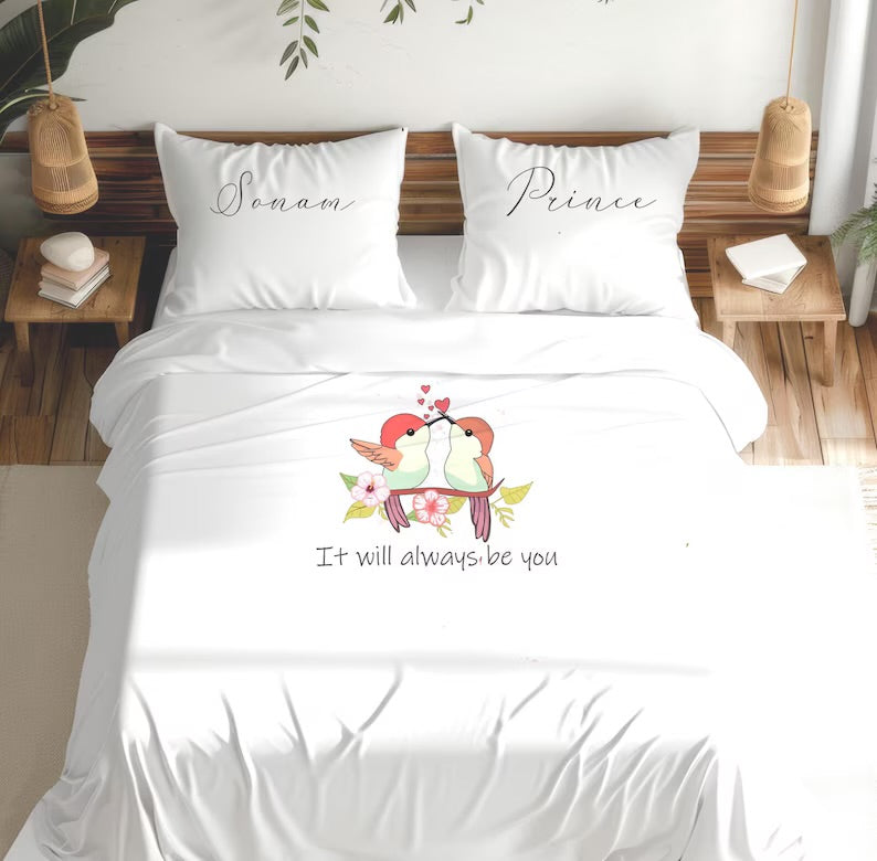 Custom his and hers quilt cover