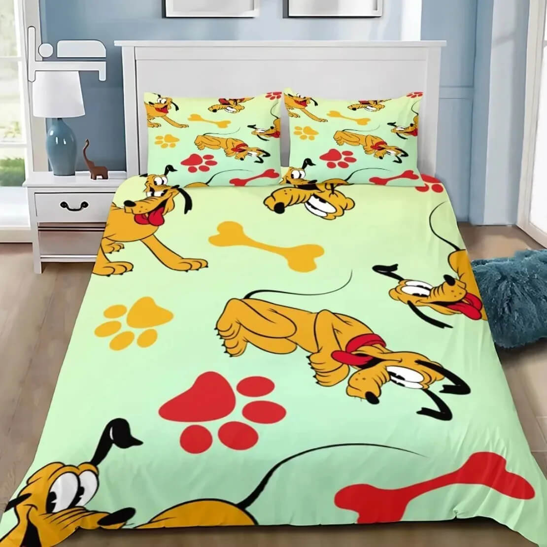 Cartoon Pluto quilt cover set bedroom decor for boys girls and adults