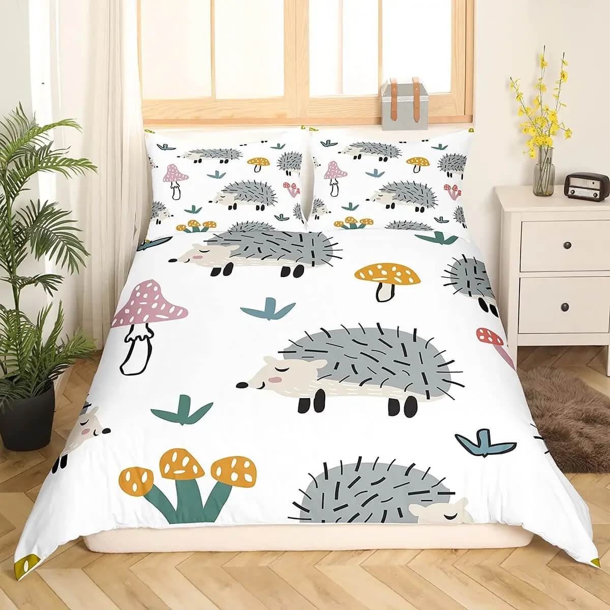 Wild Animal Hedgehog Duvet Cover Set for Boys Bedroom