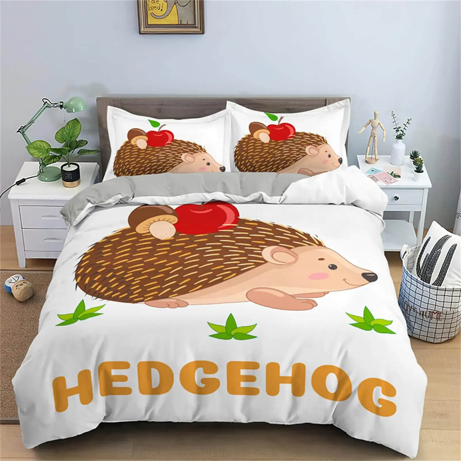 Cute Woodland Bedding Set with Mushrooms and Trees