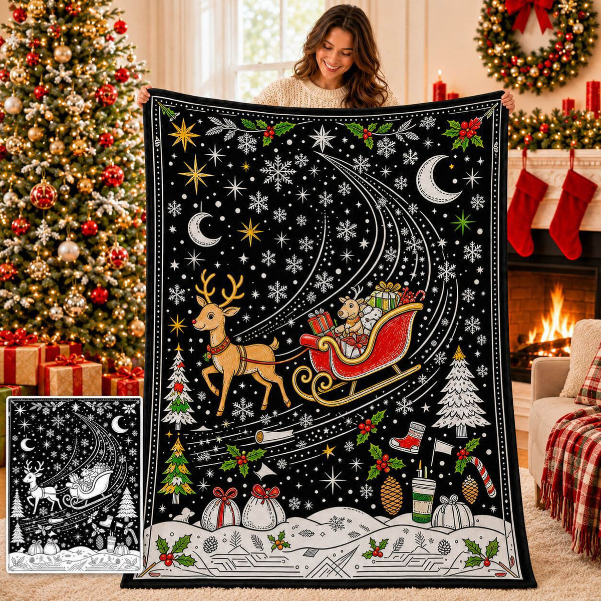 DIY coloring blanket Christmas gift for kids and adults