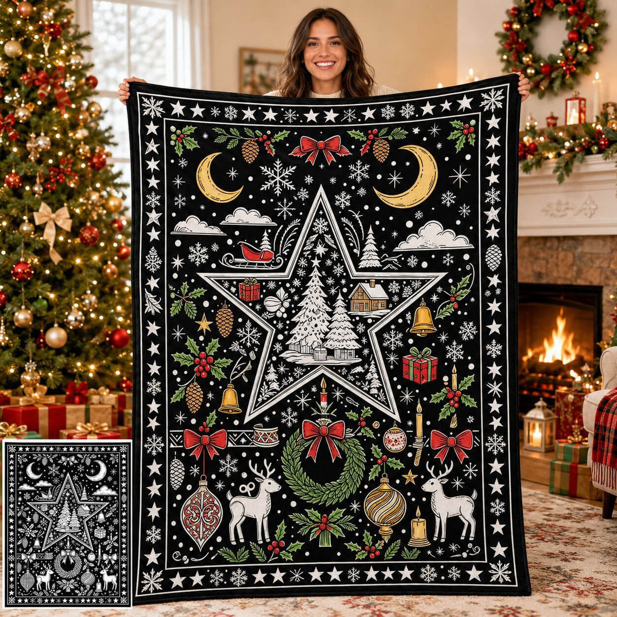 Coloring throw blanket with included 24 vibrant markers