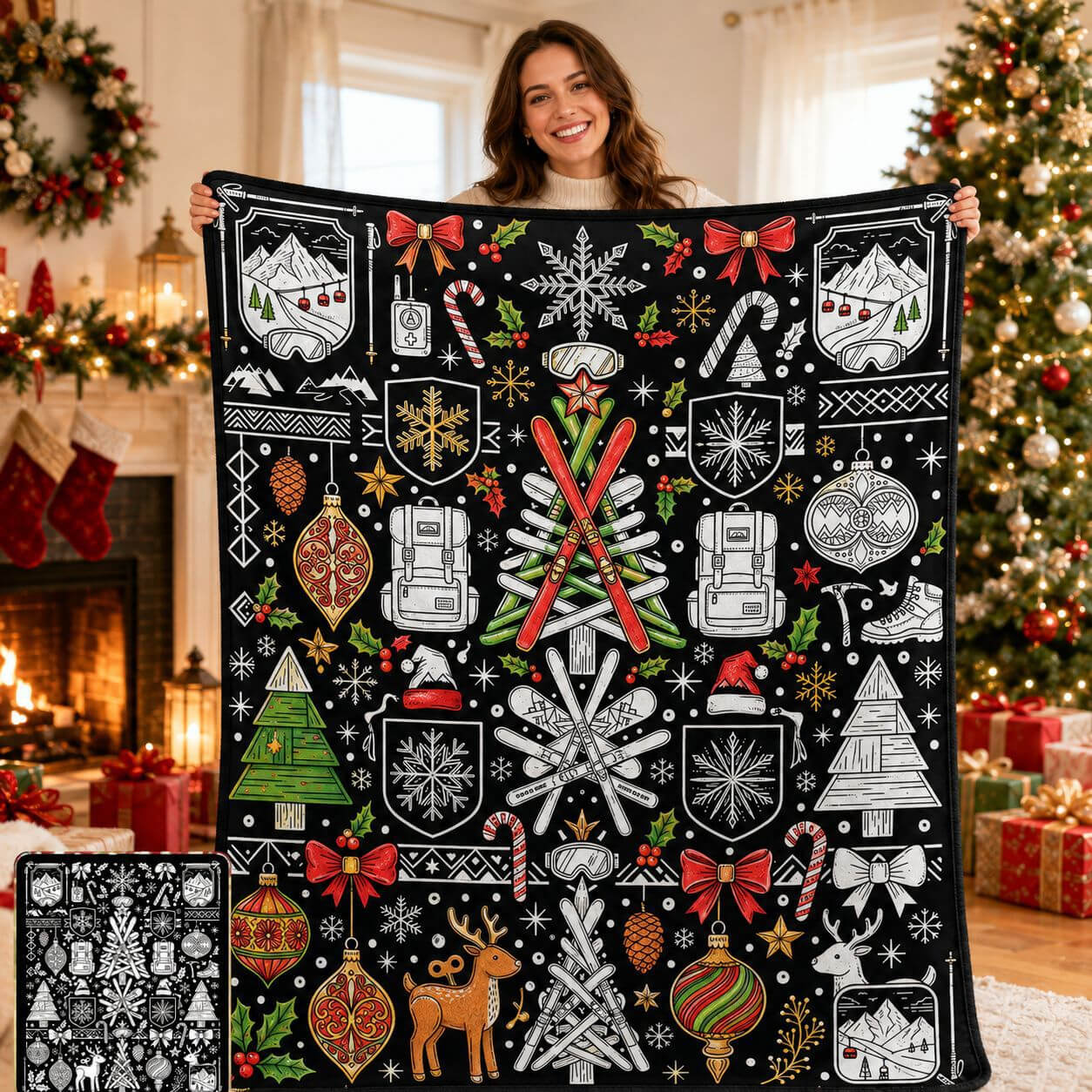 Christmas coloring blanket gift for art lovers