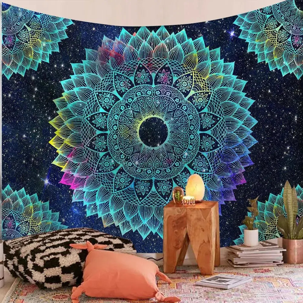 Decorative Indian mandala art sheet used as multipurpose tapestry