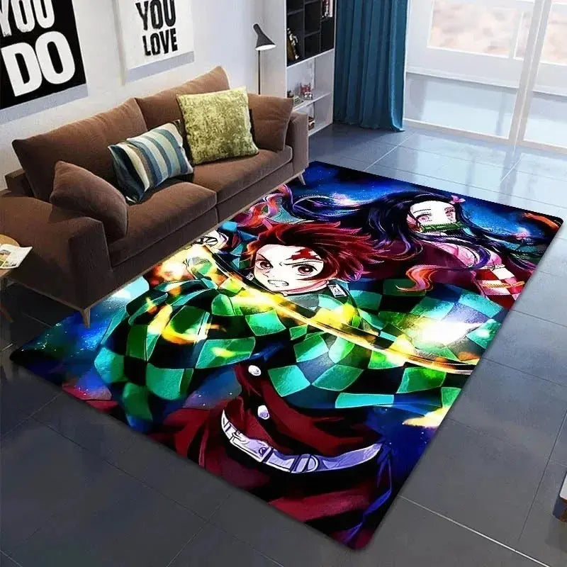 Add anime energy to your home with a Demon Slayer rug. Soft, washable, and non-slip carpet ideal for bedrooms, dorms, and living rooms. Perfect for anime fans and collectors.