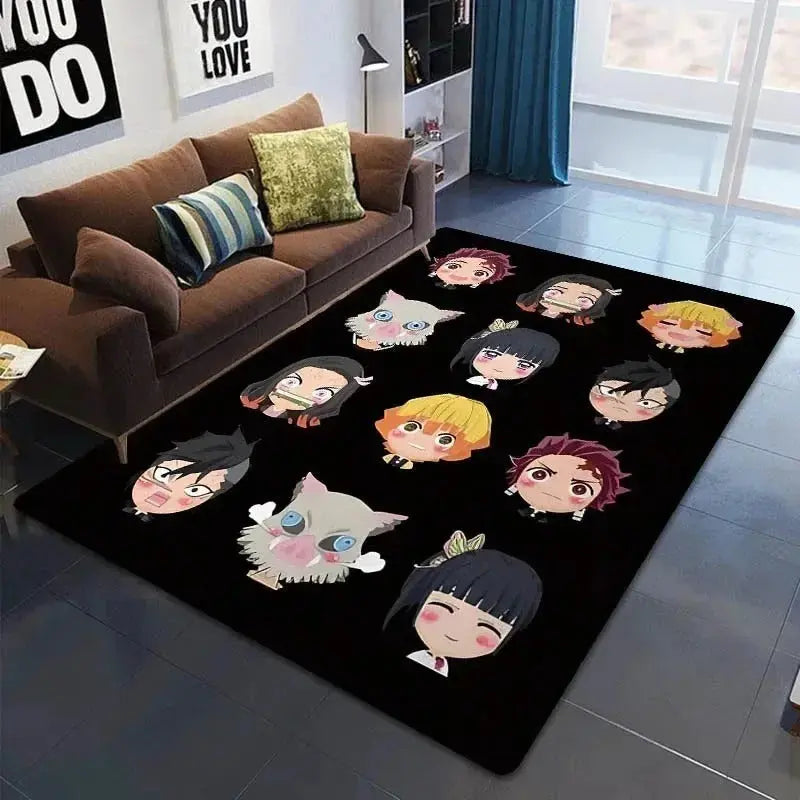 Entryway rug featuring Demon Slayer characters with bold HD artwork