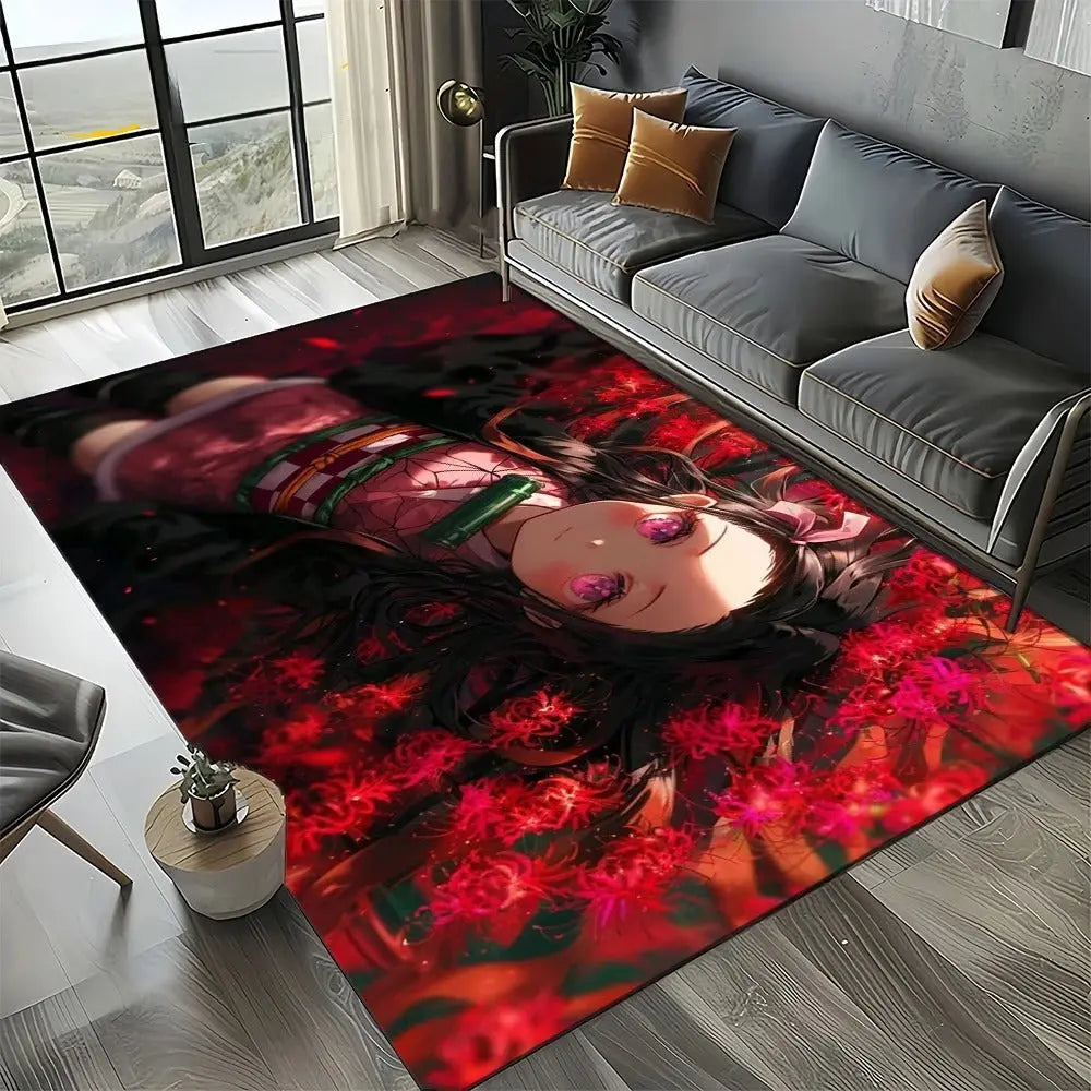 Transform your space with a Demon Slayer anime rug. Soft, washable, and anti-slip floor mat perfect for bedrooms, dorms, gaming rooms & anime-themed decor.