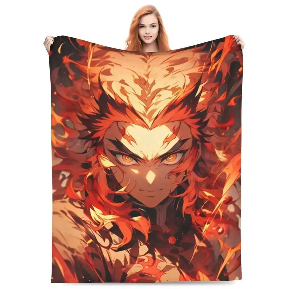Anime Demon Slayer Kyojuro Rengoku Throw Blanket