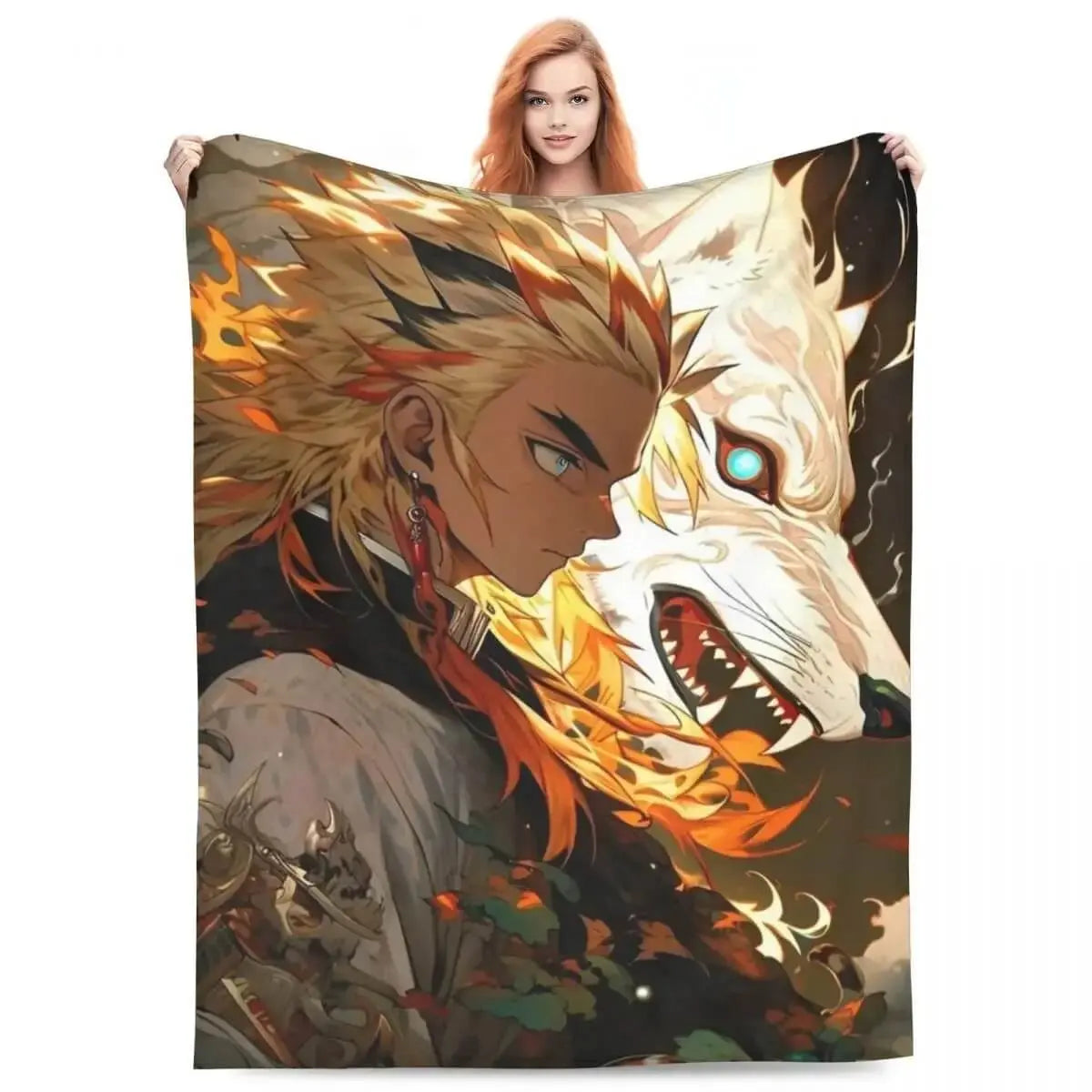 Anime Demon Slayer Kyojuro Throw Blanket