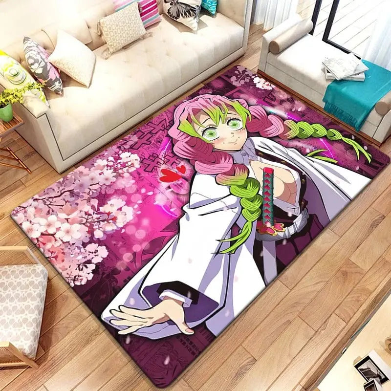 HD print anime rug with vibrant Demon Slayer characters