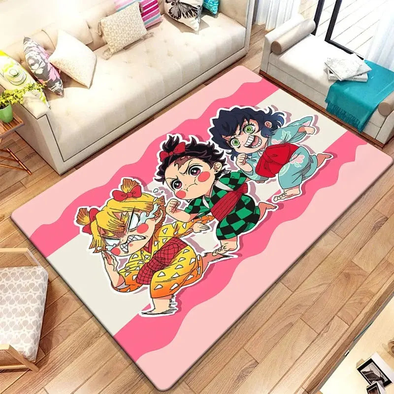 Anime area rug with Demon Slayer print for children’s bedroom