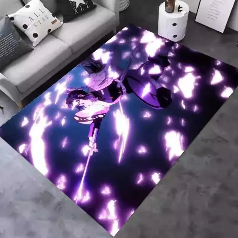 Shinobu Kocho Floor mat for gaming setup with LED lights and anime artwork